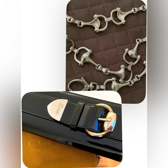 GUCCI Patent Leather Black Romy Clutch Wallet, mint with FREE silver waist belt! - Picture 13 of 13